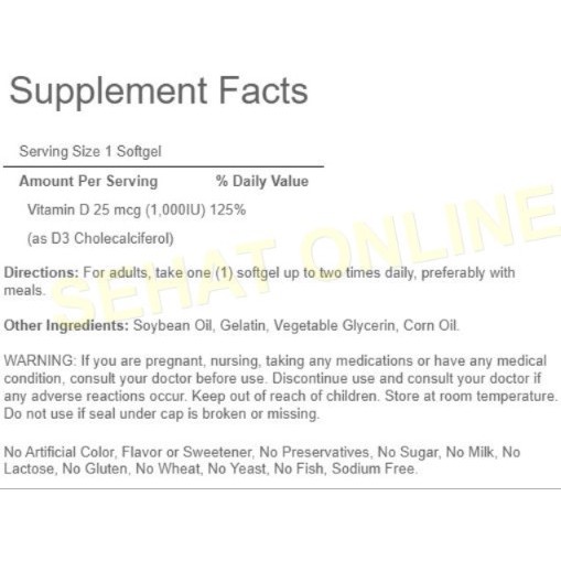Puritan Pride Vitamin D3 1000 IU - 100 Softgels