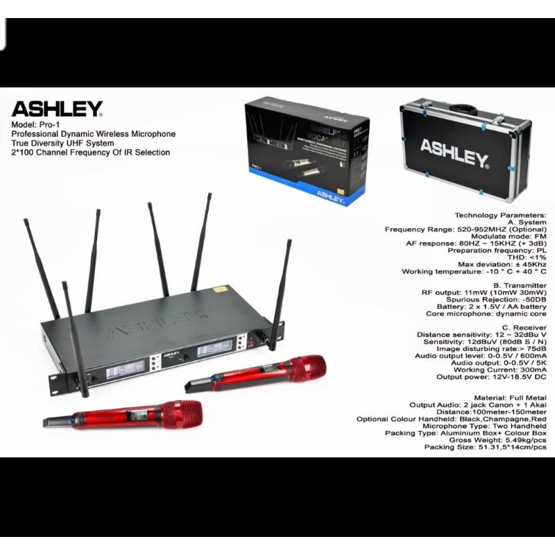 Mic Wireless Ashley Pro1 pro 1 garansi multi channel  MURAH