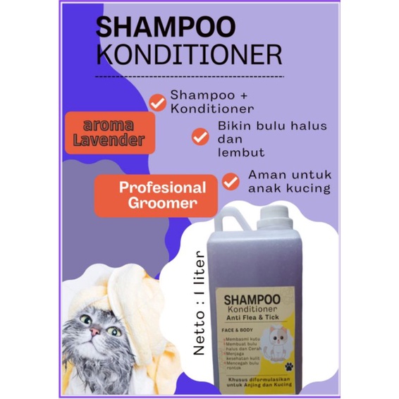 Shampoo conditioner 2in 1/anti kutu/anti jamur/anti bakteri/anti rontok khusus anjing &amp; kucing