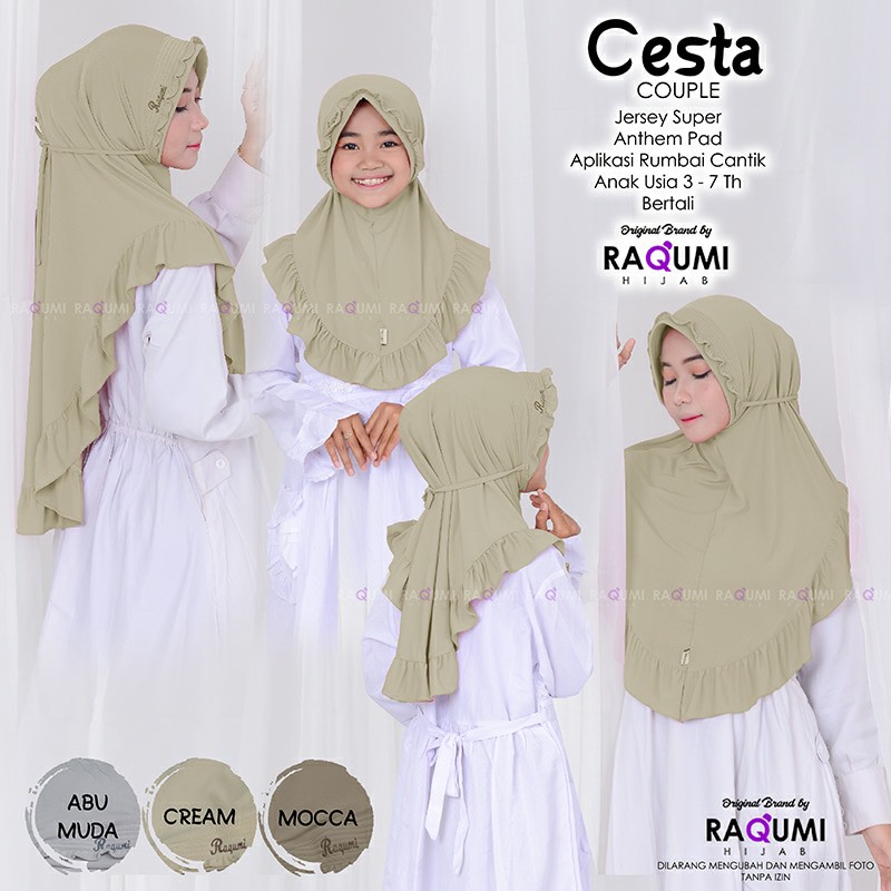 (TERBARU) CESTA COUPLE DENGAN ANAK HIJAB INSTAN l JILBAB l KHIMAR ORI TERMURAH By RAQUMI X MNV