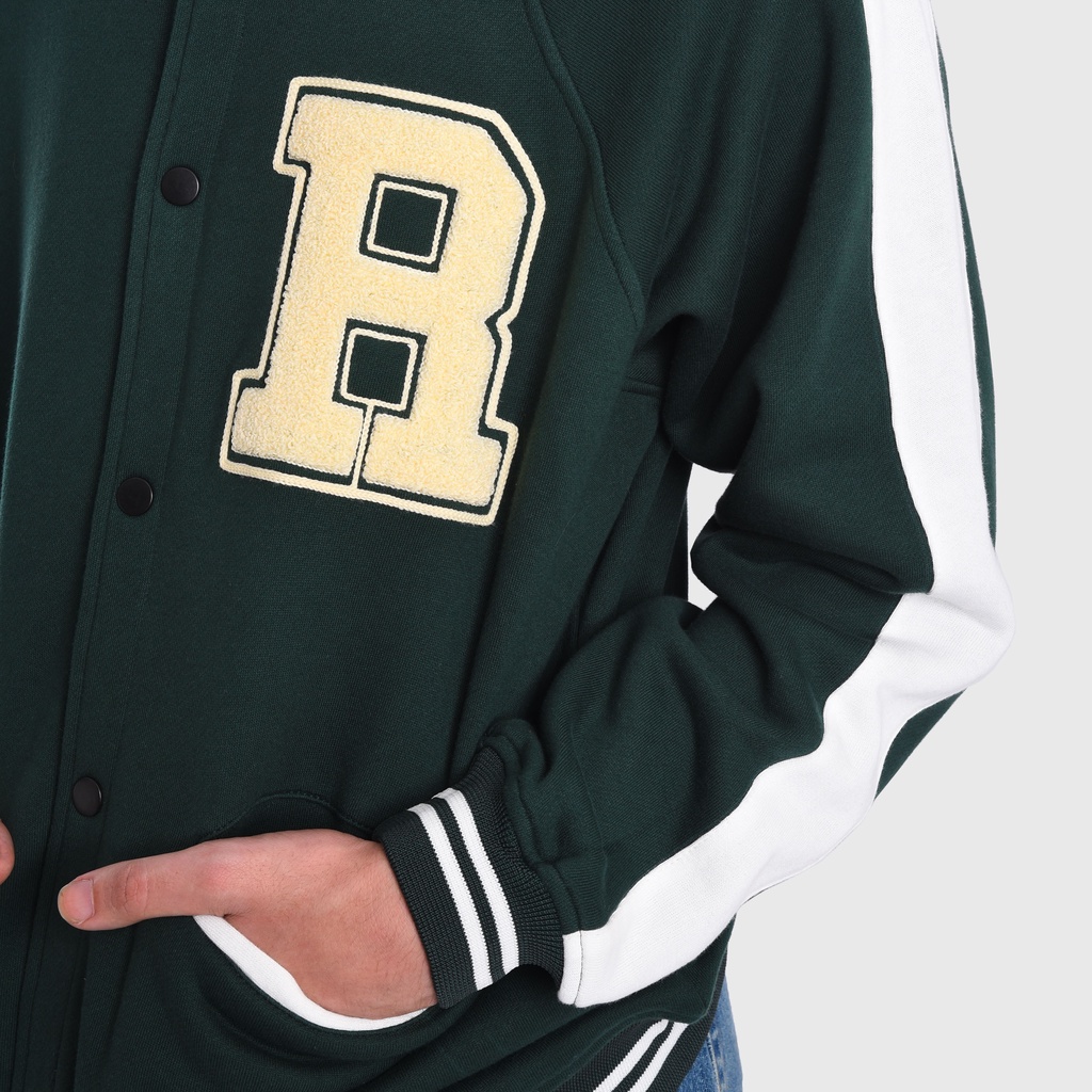 sale Roughneck VB011 Bottle Green Holographic Varsity Jacket