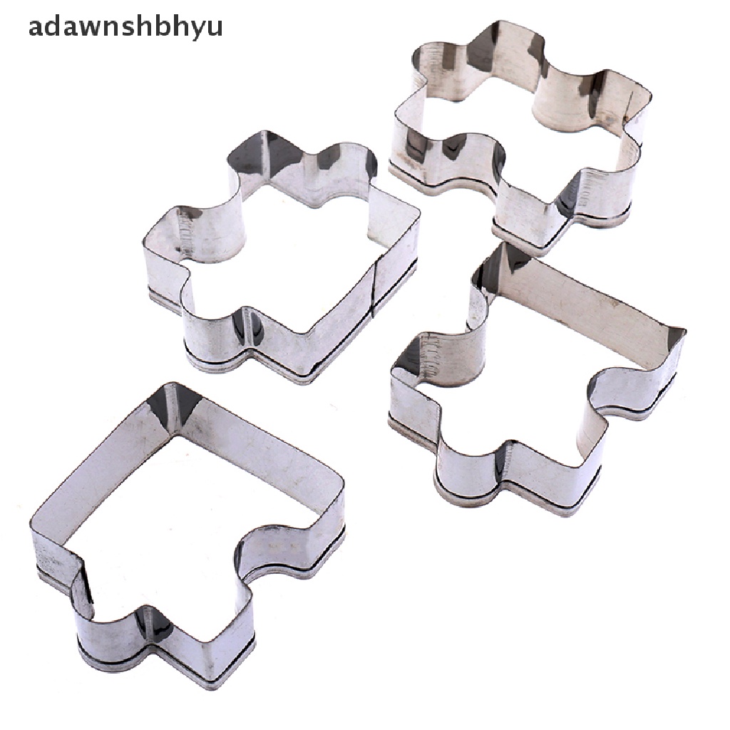 Adawnshbhyu 4pcs /set Kue Kering Bentuk Puzzle Stainless Steel Biskuit Cetakan Dessert Membuat Alat