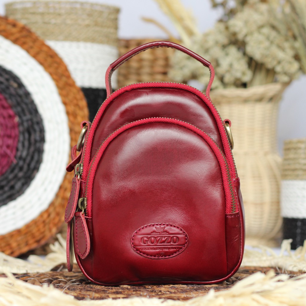 TAS SELEMPANG WANITA KULIT ASLI  DIANA MERAH MAROON/ FREE GRAVIR NAMA DI GANTUNGAN TAS