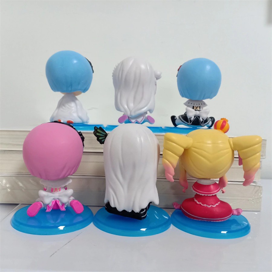 6pcs/set Anime Re:Life In A Different World From Zero Rem Ram Sitting