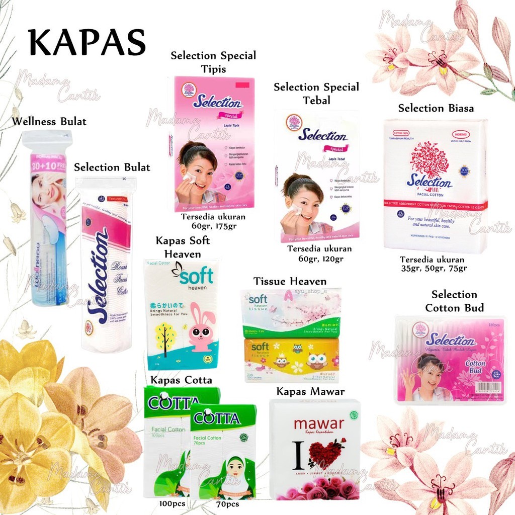 ✿ MADAME ✿ KAPAS KECANTIKAN WAJAH - SELECTION ACNES SOFT HEAVEN MAWAR COTTA LEMBUT