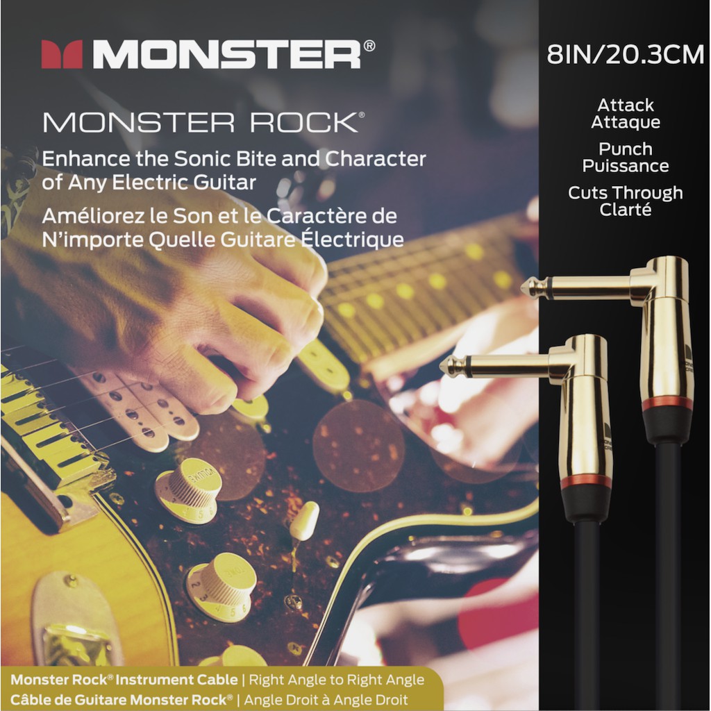 Monster Prolink Rock Instrument Cable 8 in Right Angle to Right Angle