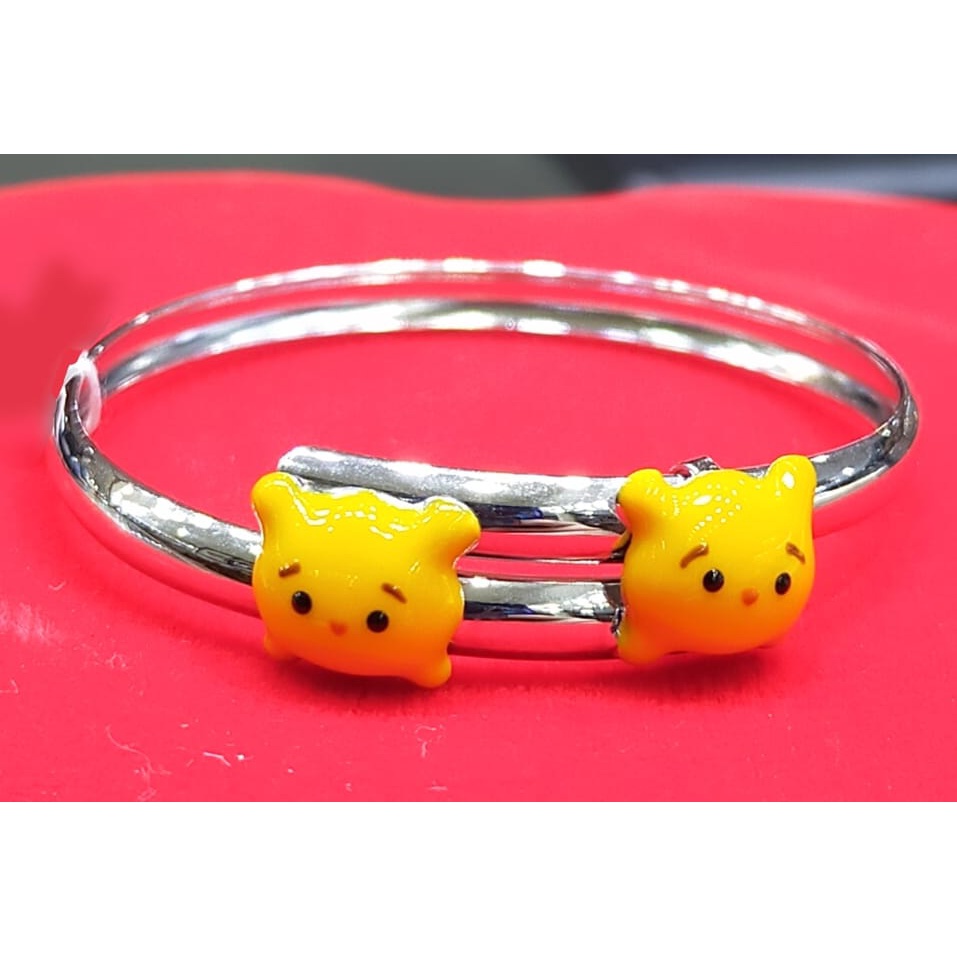 Gelang Anak Kaku Emas Putih Winnie The Pooh Kadar 75% 2.3 Gram