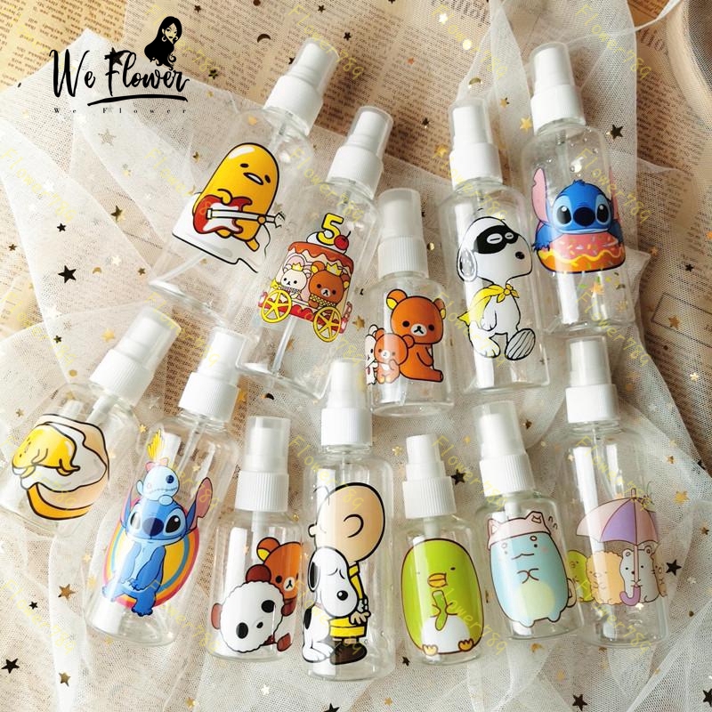 (We) Sumikko Snoppy Stitch Botol Spray Kosong Bahan Plastik Kapasitas 50ml/100ml Portabel