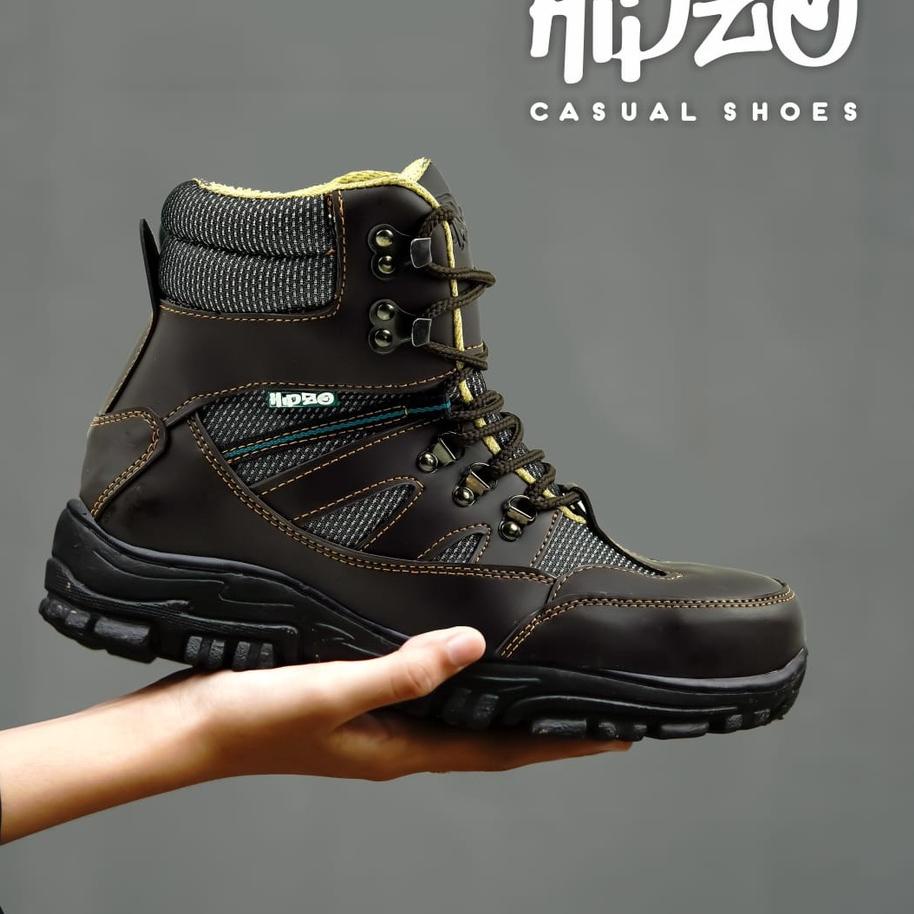 New - Sepatu safety Pria Hipzo M-050 Sepatu boots kerja Sepatu proyek besi 100 % Original Safety Sefty shoes pria Jogger King Cheetah Krisbow