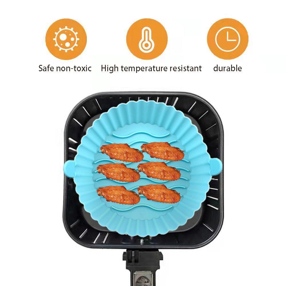 SOLIGHTER Reusable Air Fryer Silicone Pot Cooking Tool Baking Basket Steamer Liner Oven Bread Fried Chicken Pizza Plate Replacement Liners Multifunctional Grill Pot Tray AirFryer Accessories/Multicolor