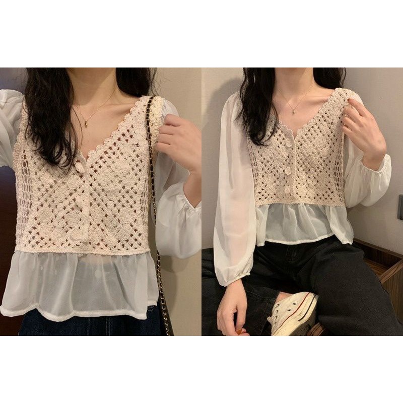 BLOUSE RAJUT CHIFON IMPORT ld 100cm pj 60cm