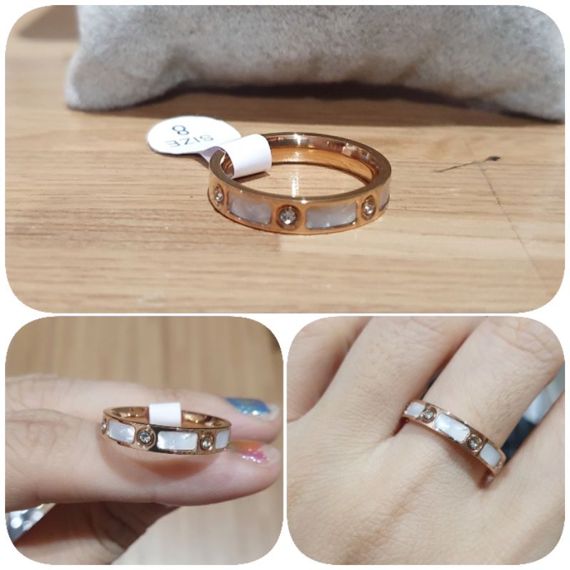 Cincin Titanium Asli Rosegold Premium Quality Anti karat anti alergi Ring Stainless steel set C17