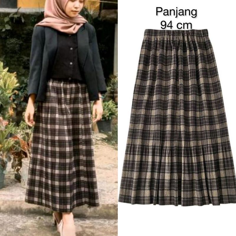 (New) Rok kotak panjang import | Rok Korea panjang