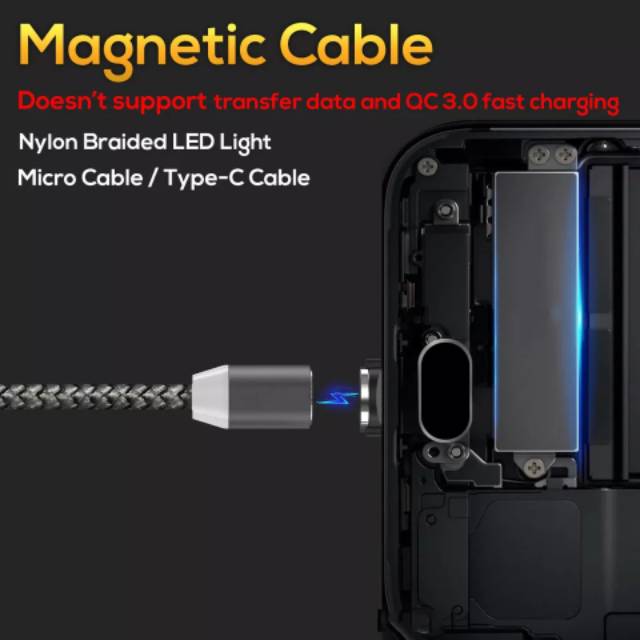 3in1 Kabel Data Magnet Lighting Fast Charging Magnetic Micro.Type C.IOS Cable Charger Original