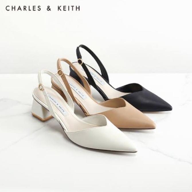 SEPATU CHARLES AND KEITH TRAPEZE HEELS BRANDED ORIGINAL IMPORT CK 408