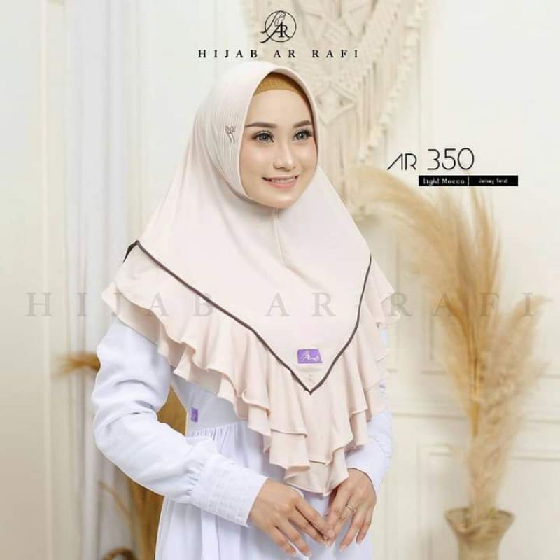 HIJAB JILBAB KERUDUNG AR RAFI BERGO RAMPLE LIST WARNA || AR RAFI 350 STD-LIGT MOCCA