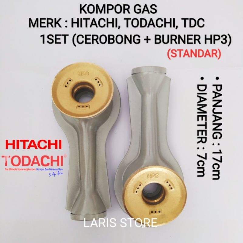 Cerobong + Burner HP3 Original 1Set Kompor Gas Hitachi Todachi TDC