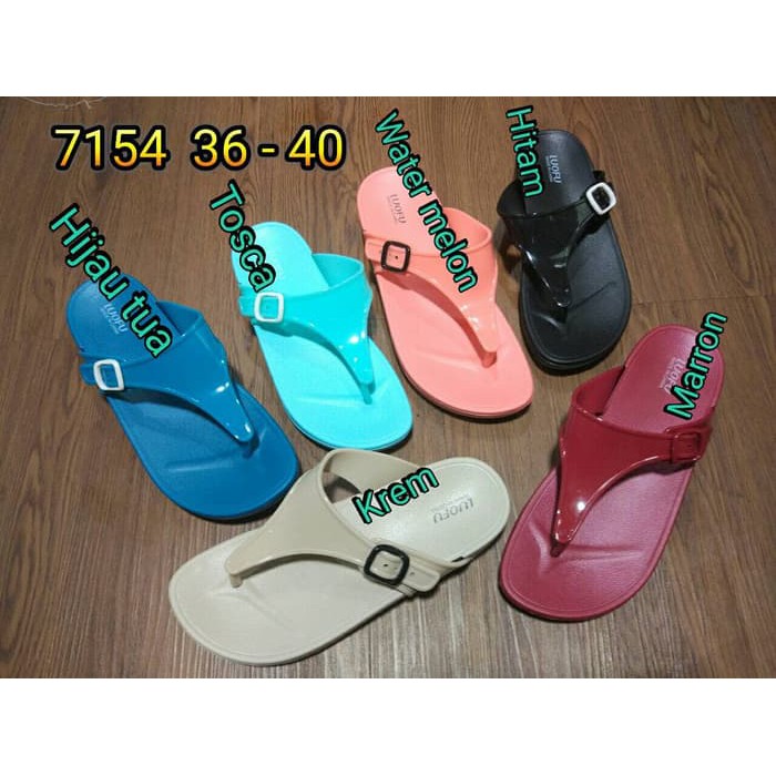 jelly sandal wanita jepit luofu sendal japit gesper karet import e7154