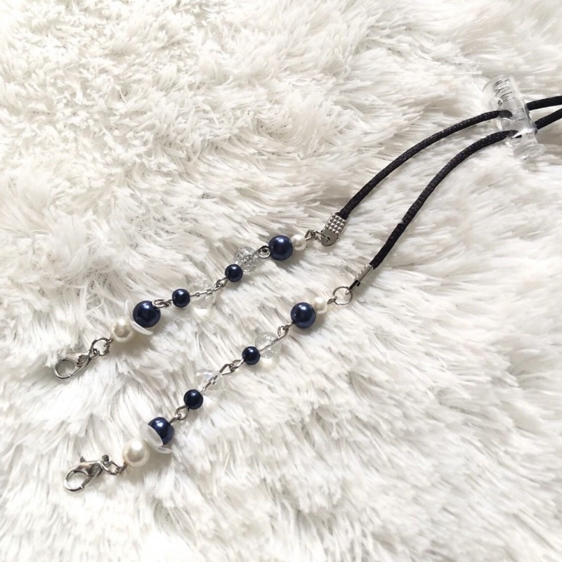 Strap masker murah 2in1 hijab friendly / kalung masker tali masker cantik unik batu pecah kristal mu