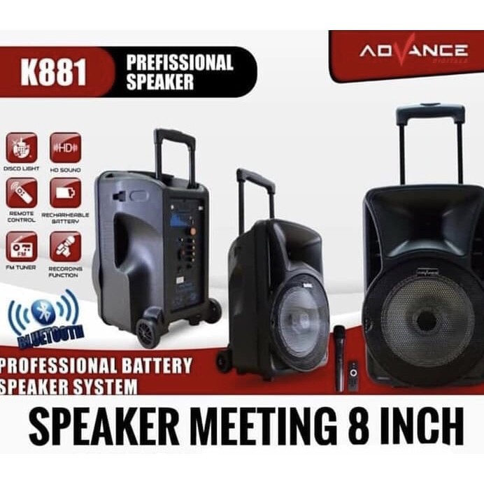 Speaker meeting bluetooth Advance K881 ukuran jumbo speaker 8 inci PROMO