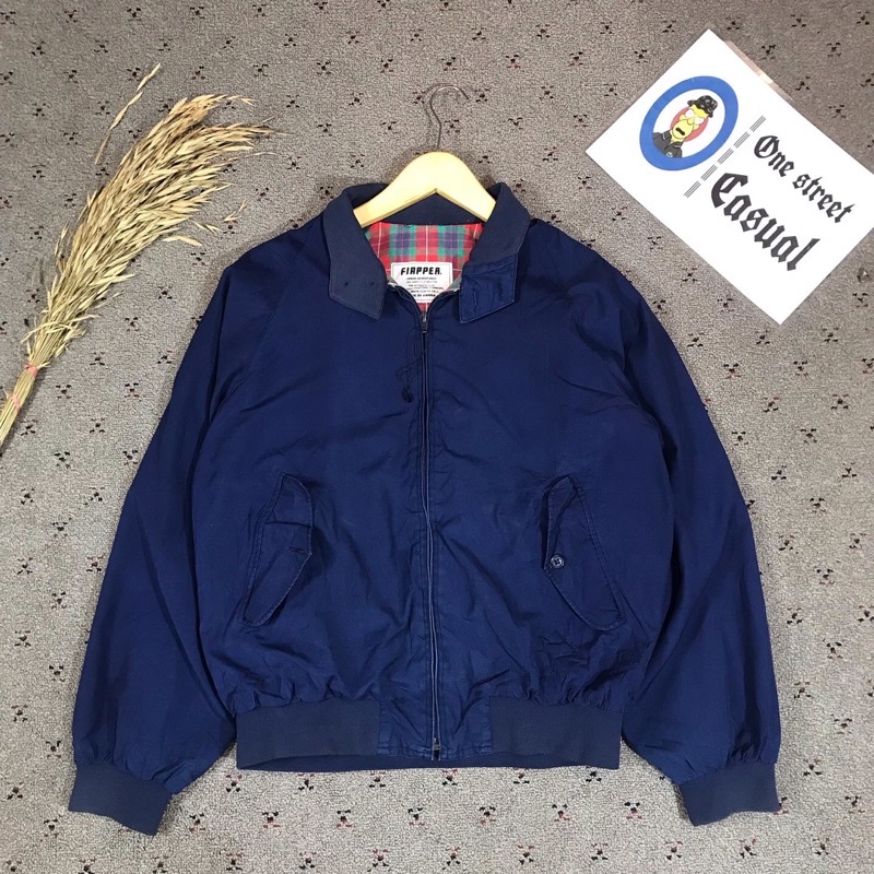 jaket casual work harrington tartan navy fiapper second original
