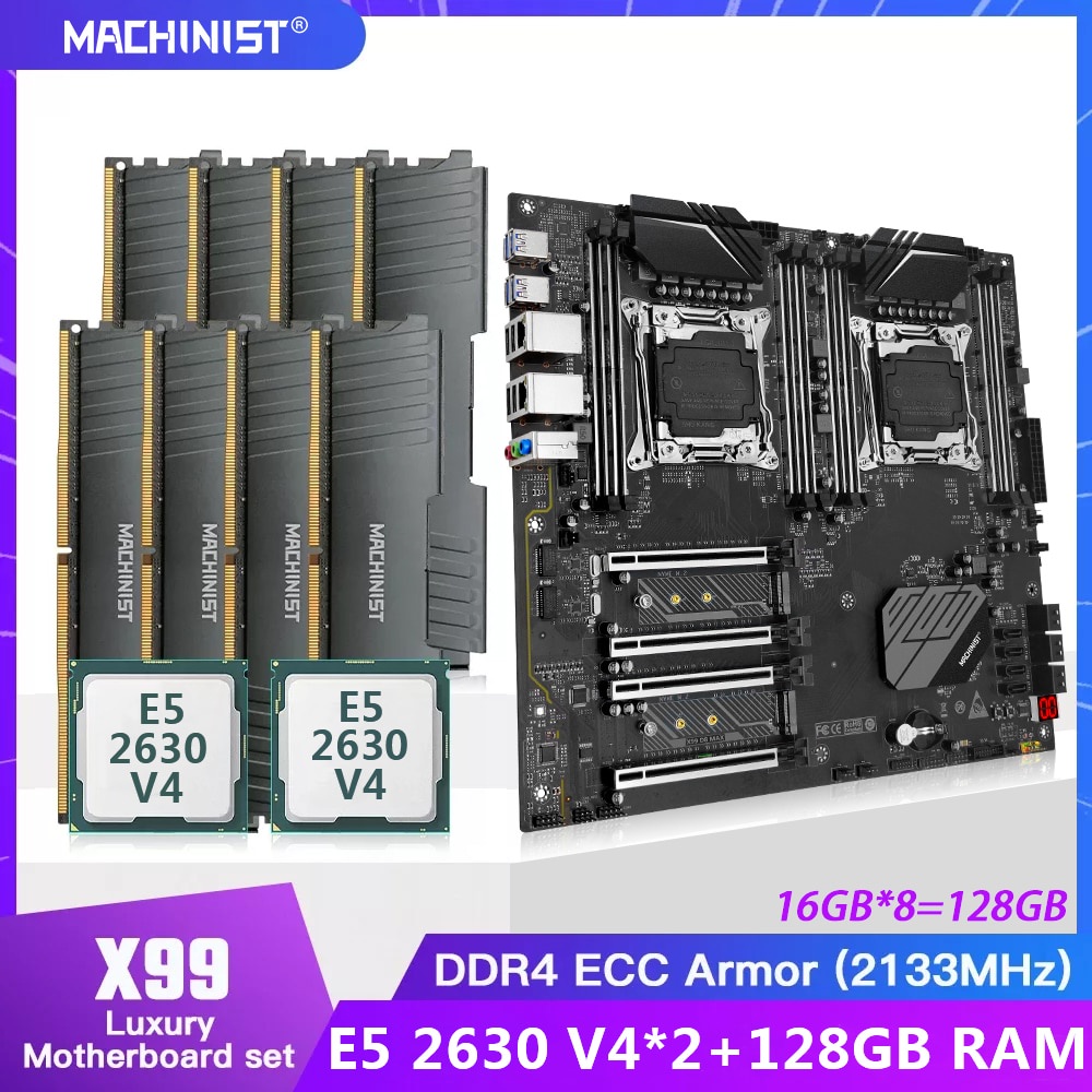 PREORDER MACHINIST X99-D8-MAX Motherboard LGA 2011-3 Dual CPU Kit Set  Xeon E5 2630 V4*2 Processor 1