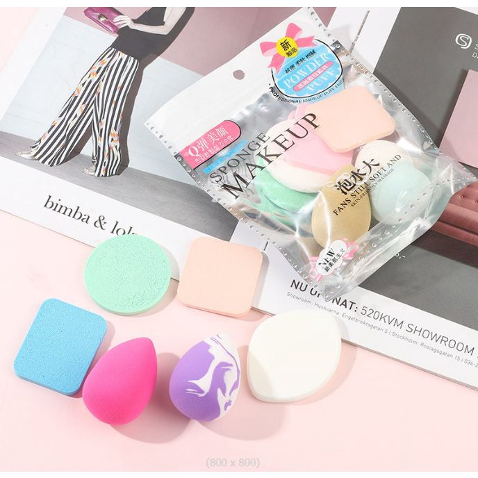 BV.ID SM623 Beauty Blender Spons Make Up Isi 6 in 1 Sponge Foundation Lembut Warna Random