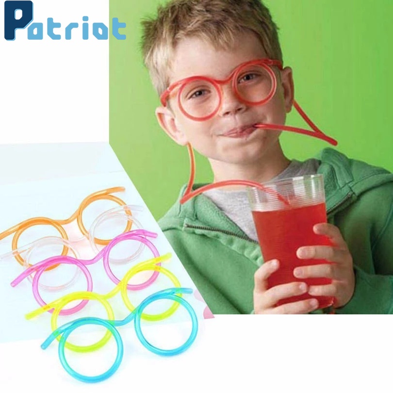 Funny PVC Glasses Straw / Flexible Drinking Tube Drinking Straws for Kids Party Accessories