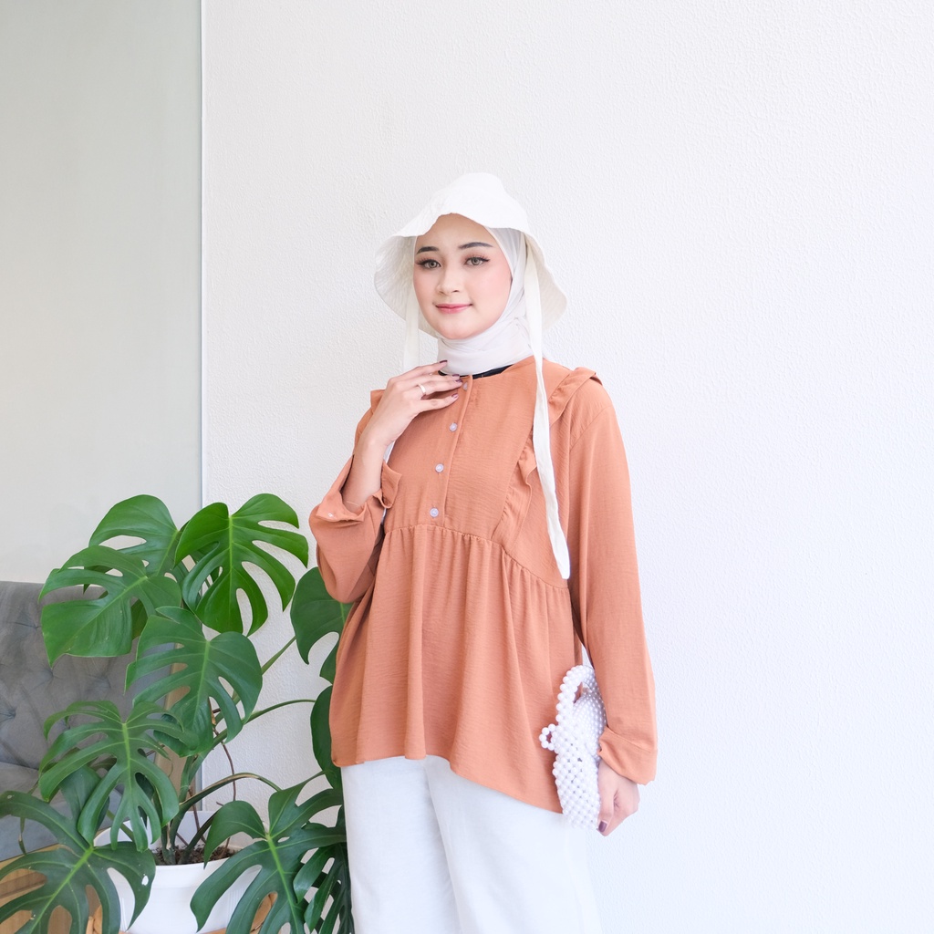 (MGA) BLOUSE DZEKIA OVERSIZE KEMEJA ATASAN WANITA AIRFLOW