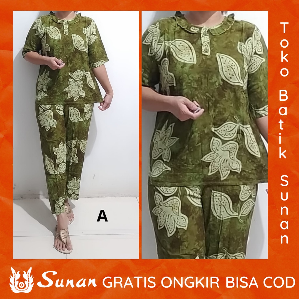 BATIK SUNAN CELANA PANJANG ABG LENGAN 3/4 - BAJU TIDUR CELANA WANITA DEWASA -BAHAN ADEM TIDAK LUNTUR