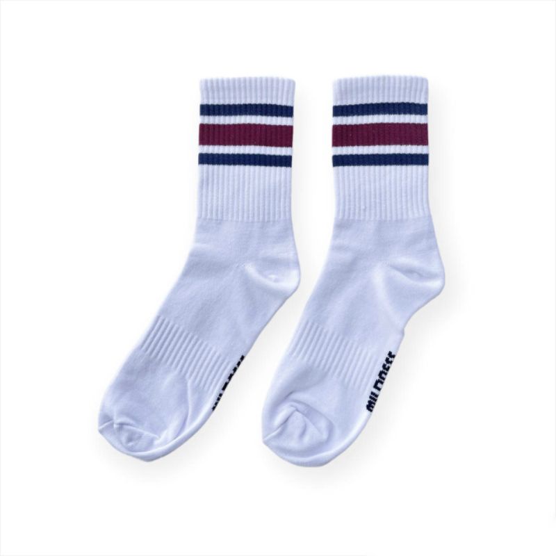 Mildness Kaos Kaki Oldschool Skate Stripe Navblue Panjang Pria Wanita Socks