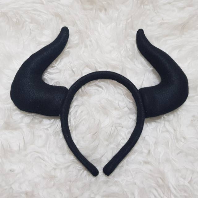 Bando Devil Hitam Kostum Halloween Tema Iblis Karakter Monster Maleficent Tanduk Setan Cosplay