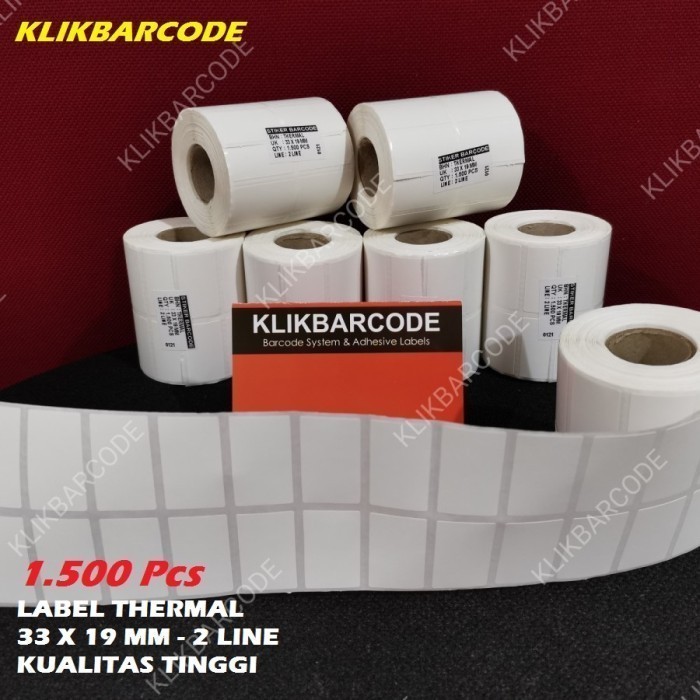 

PROMO STICKER LABEL BARCODE THERMAL 33 X 19 - 2 LINE - TOP COAT - 1.500 PCS MURAH