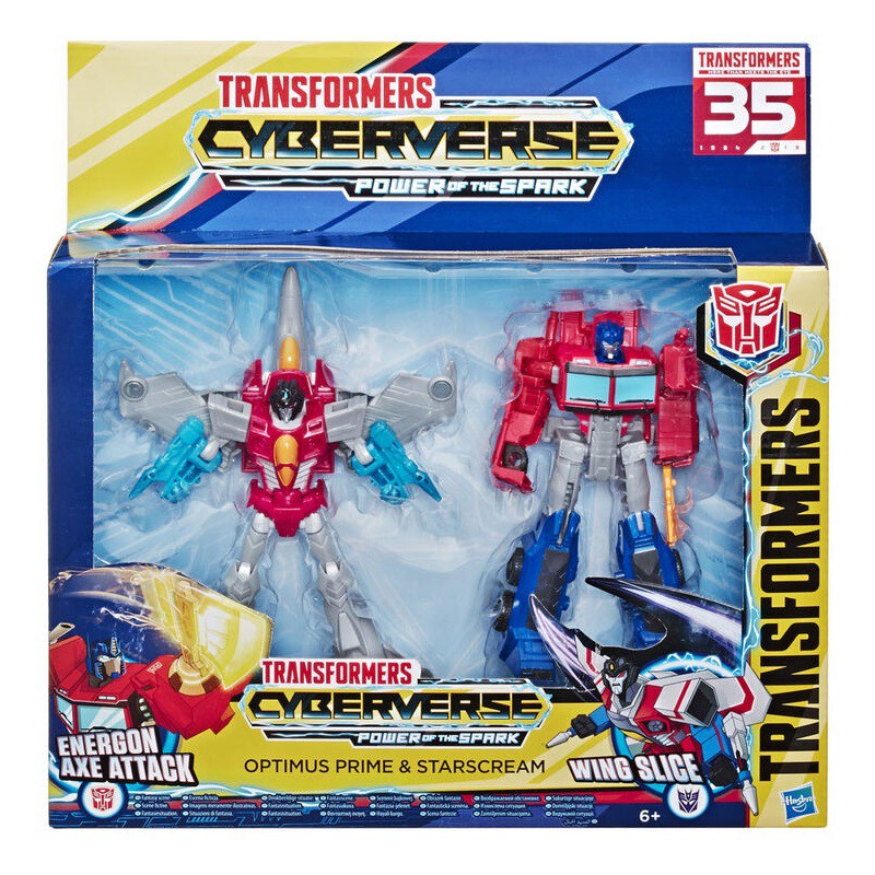 TRANSFORMERS Cyberverse Warrior Class Optimus Prime & Starscream 2-Pack Figure