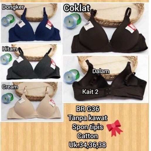 Bh atau Bra BR G36 tanpa kawat spon tipis uk.36
