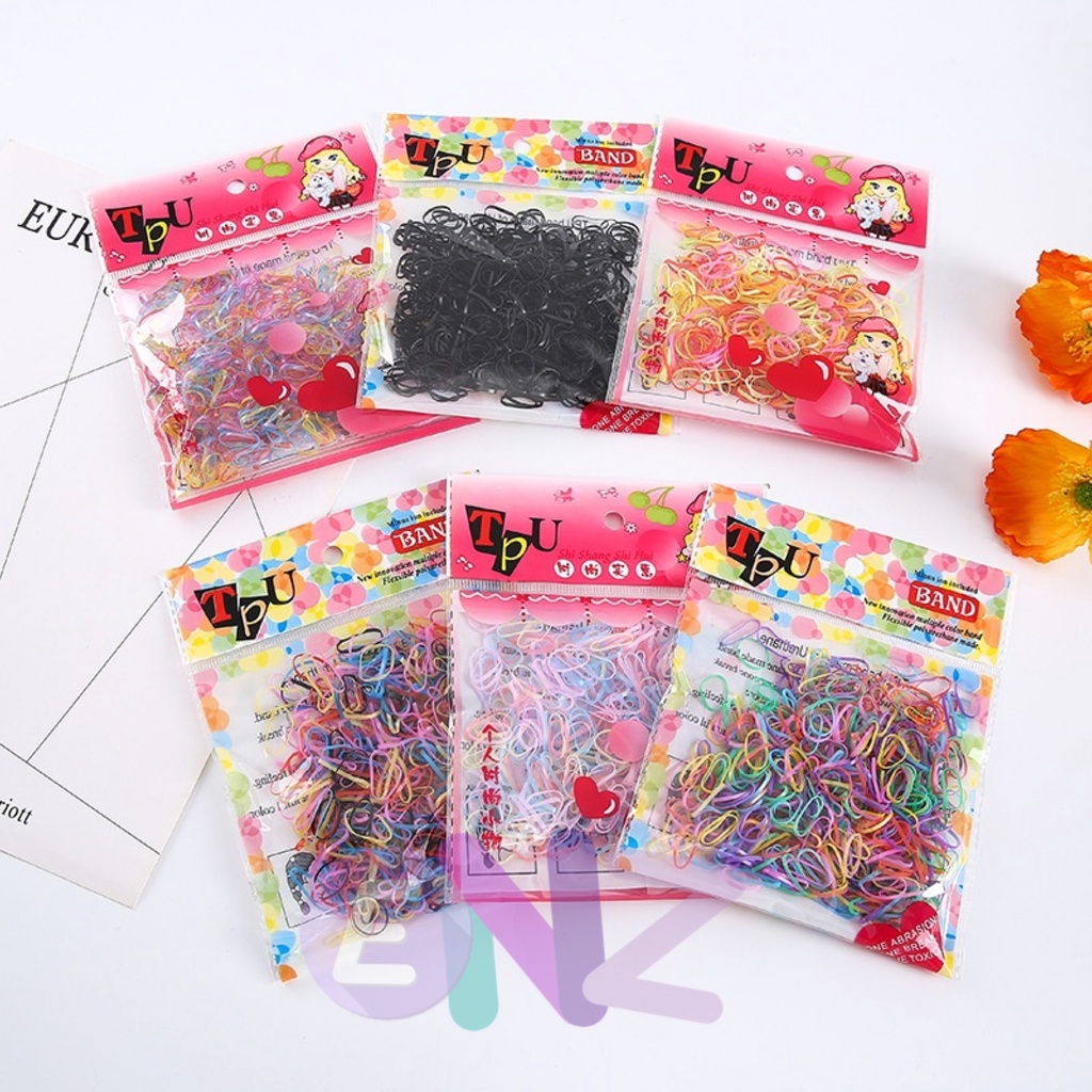 ENZ ® Karet Jepang 100 PCS / Kuncir Rambut Anak Elastis / Ikat Rambut Anak Perempuan / Kuncir Elastis 1115