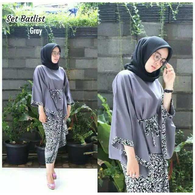 Set kebaya BATLIST/kebaya batwing tapi/rok lilit/kebaya wisuda/peach/grey/navy/maron/gold