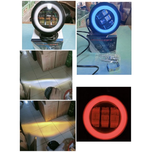 lampu tembak 3 mata lasergun lensa d6 2warna hilow putih kuning daymaker mini foglamp cwl 3mata lens