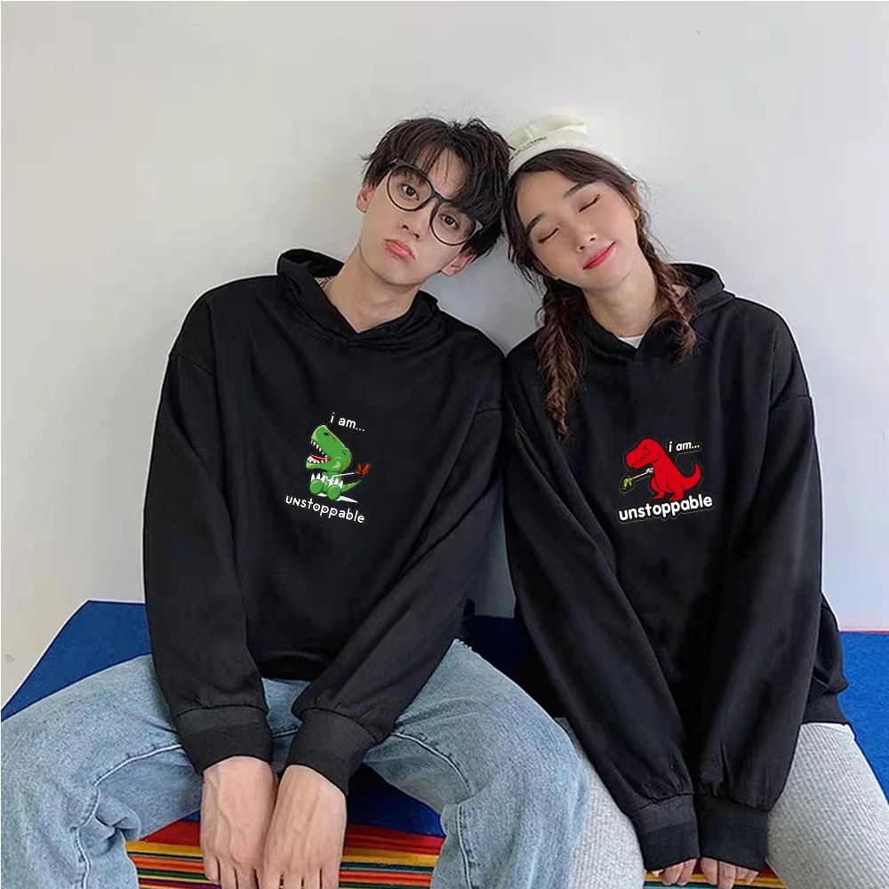 MYSTIQUE.ID-HOODIE COUPLE DINOSAURUS I'M A UNSTOPPABLE LUCU DAN AESTHETIC