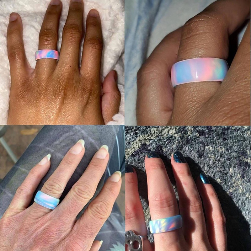 Perhiasan Cincin Wanita Bentuk Awan Biru Gaya Simple Untuk Pantai