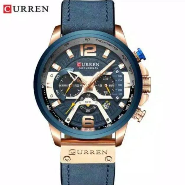 Curren 8329 Original Jam Tangan Pria Chrono Aktif Tali Kulit .