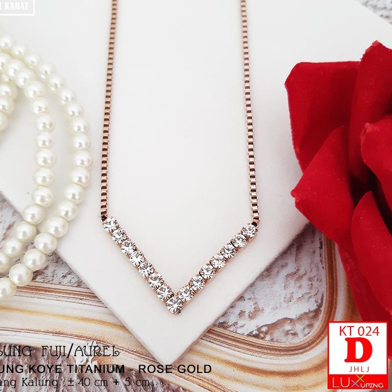 Harga Bersahabat.. KT 024 Kalung Titanium Permata Zirkon Batu Mata Jernih Kalung Fuji Perhiasan Imit