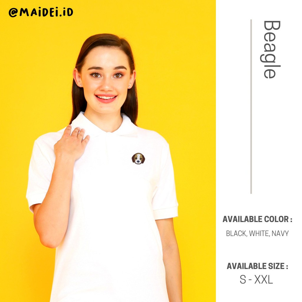 Unisex kaos polo shirt bordir anjing Beagle by Maidei