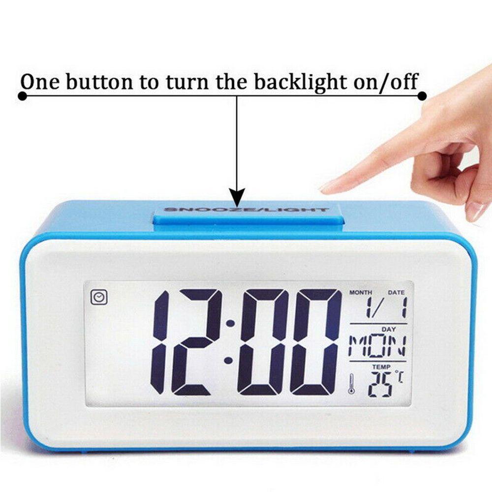 Solighter Jam Alarm Digital Dengan Lampu Malam LED, Termometer, Kalender