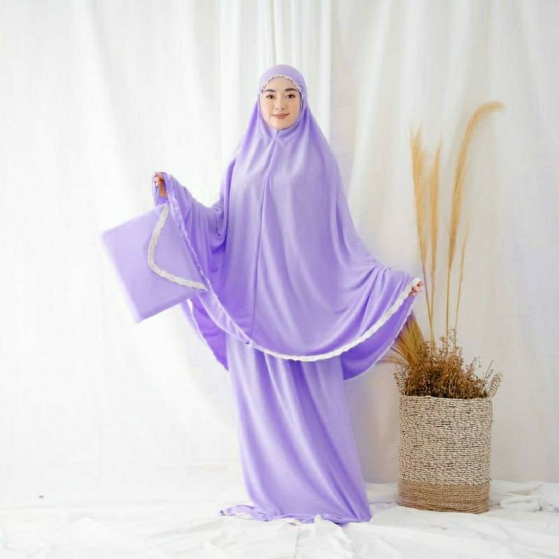 Mukenah Polos Renda Bahan Hyget / Mukenah Renda Jumbo / Mukena Bali Terbaru