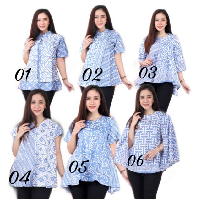 BLOUSE BATIK ATASAN INDIGO Blouse Batik Indigo Atasan Batik Modern Batik Soft Pekalongan