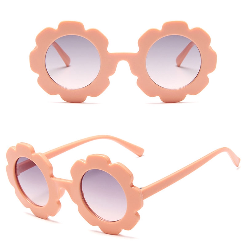 Kacamata Anak Perempuan Anti UV400 Bentuk Bulat Motif Bunga Matahari Bahan Plastik-4
