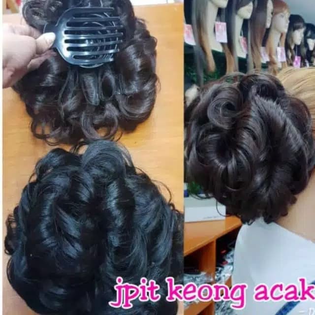 Sanggul Modern Curly Jepit Jepitan Rambut Palsu Import Wig Konde Hair