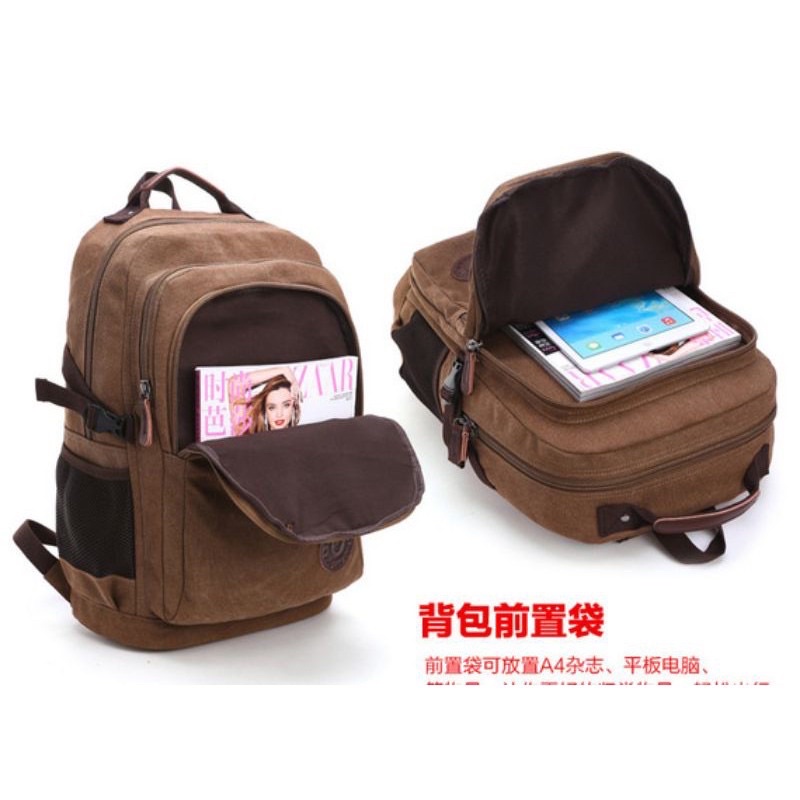 Tas ransel kanvas mugu 8820 (tas kerja,tas sekolah,tas kuliah,tas santai,tas laptop,tas pria/wanita) original