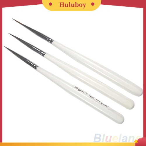 Huluboy Huluboy♡ 3pcs / Set Brush Pen Akrilik Untuk Menggambar / Melukis Kuku